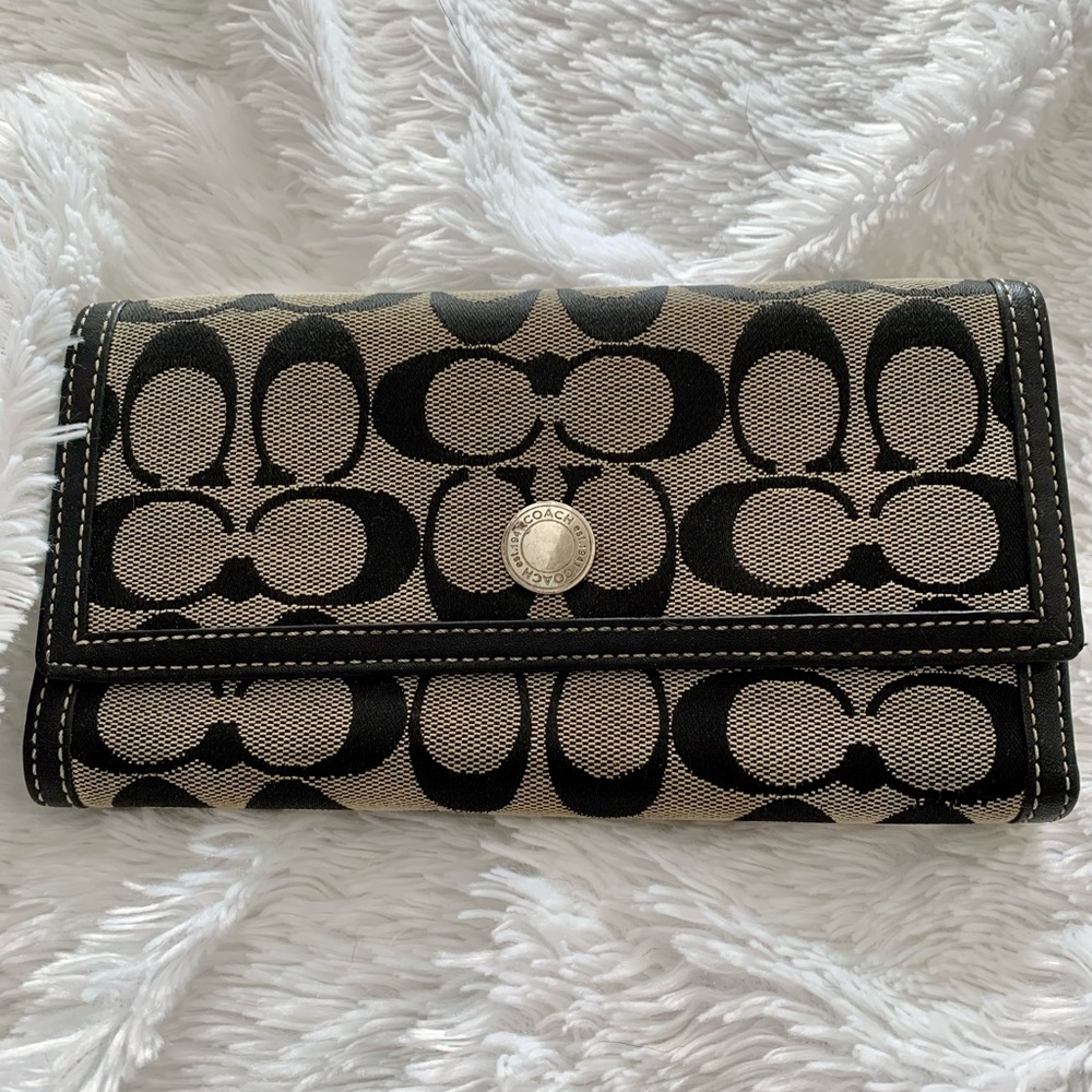 Coach black tri-fold wallet